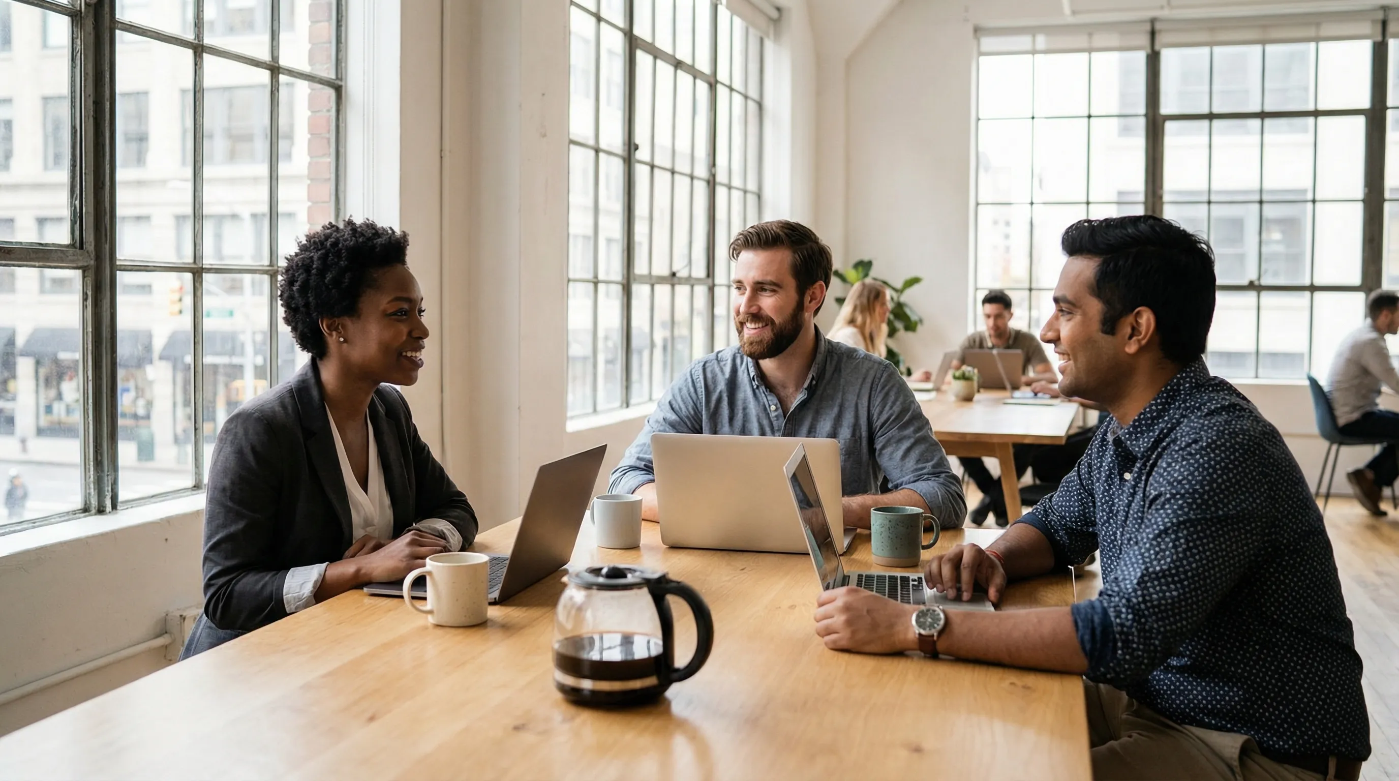 Professionals discussing financial topics