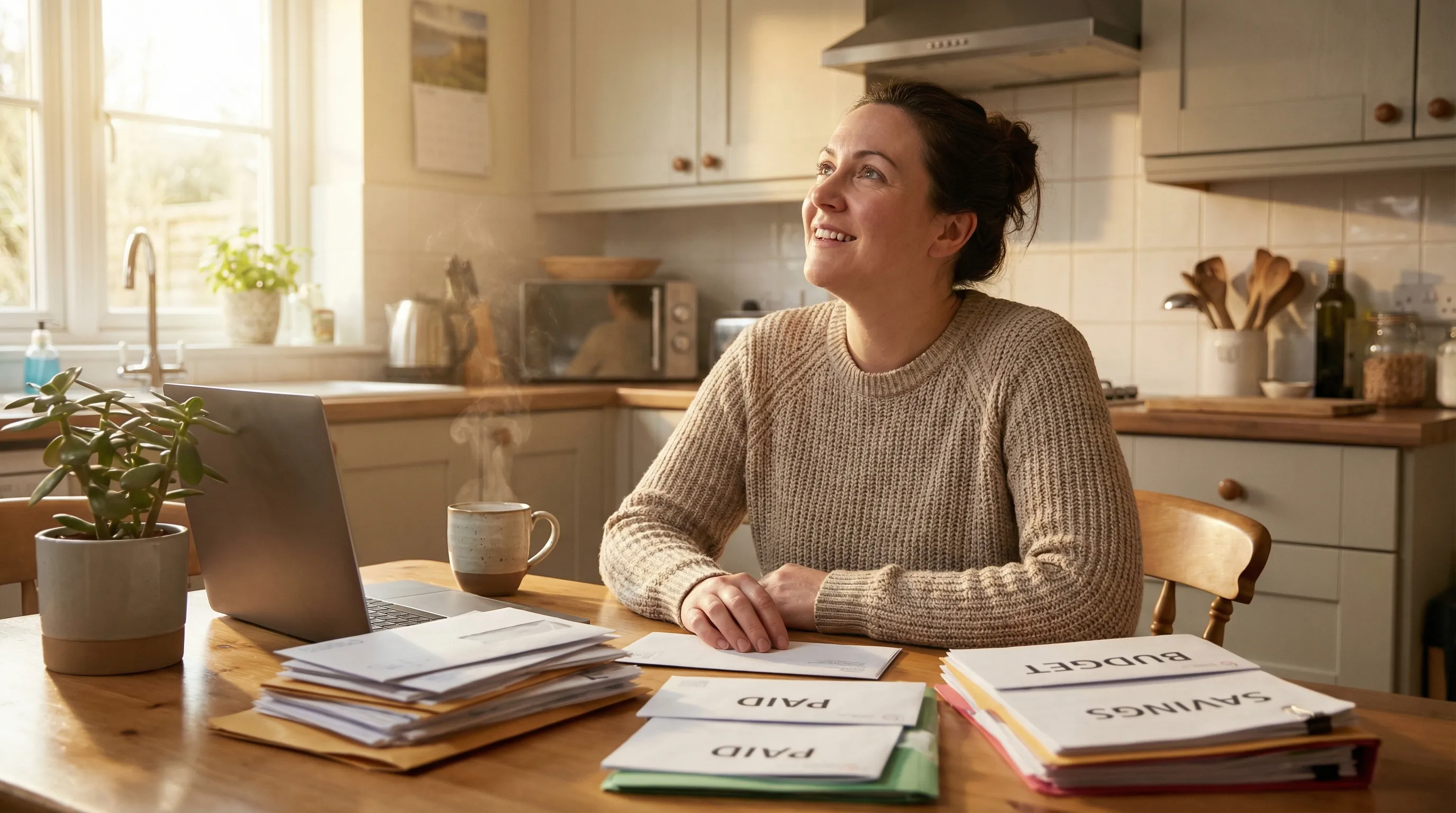 Person organizing financial documents