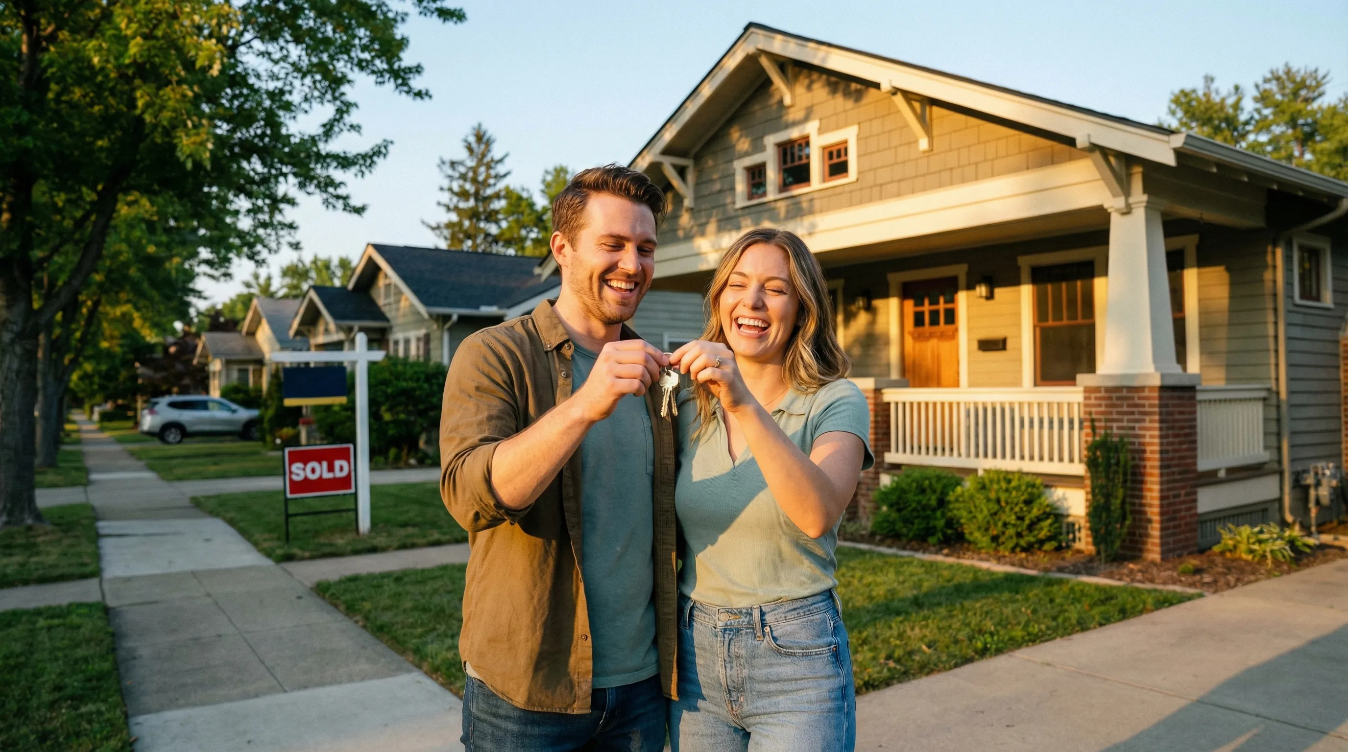 Couple with new home keys